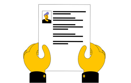 Hands holding a CV. Vector illustration in cartoon style on the topic of properly writing a CV and...