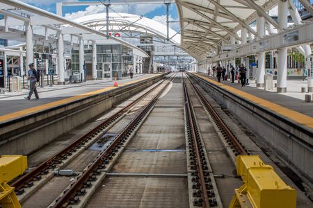 Union Station, Denver Colorado, 29 May 2017, USA - The historic Union Station train platforms located in Denver Coloradoのeditorial素材