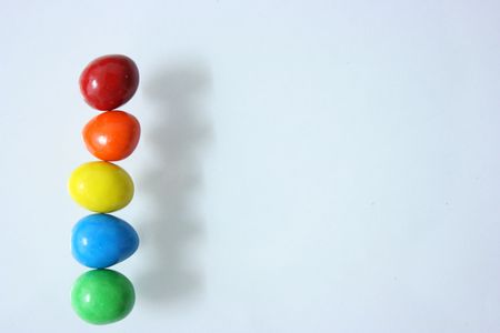 Candy arranged in a lineの写真素材