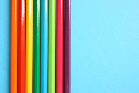 Eight color pencils vertically alignedの写真素材