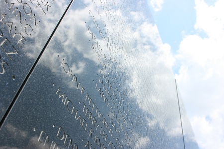 Washington DC,USA, July 22,2010 â Vietnam Veteran's Memorial, Washington DC. Low angle focusing the engraved names of the sacrified soldiersのeditorial素材