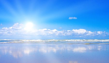 Beautiful beach with sunlightの写真素材