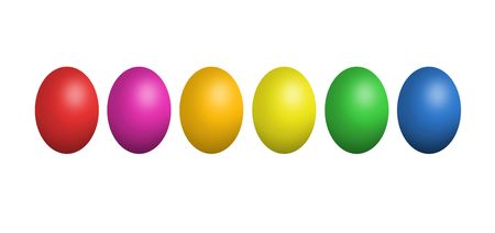 Colorful easter eggs isolated on white backgroundの写真素材