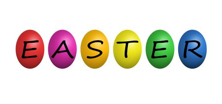 Colorful easter eggs isolated on white backgroundの写真素材
