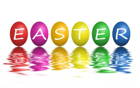 Colorful easter eggs isolated on white backgroundの写真素材