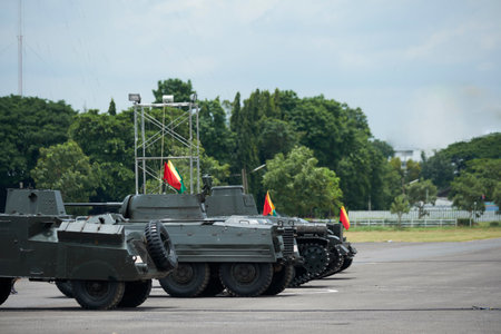 Vehicles used in field maneuvers.のeditorial素材