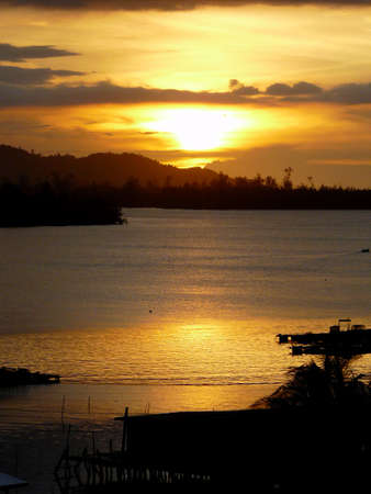 sunset view from gayang bridgeの写真素材