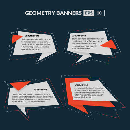 Geometry Text Banners Origami Flat That Can Be Used For Various Thingsのイラスト素材