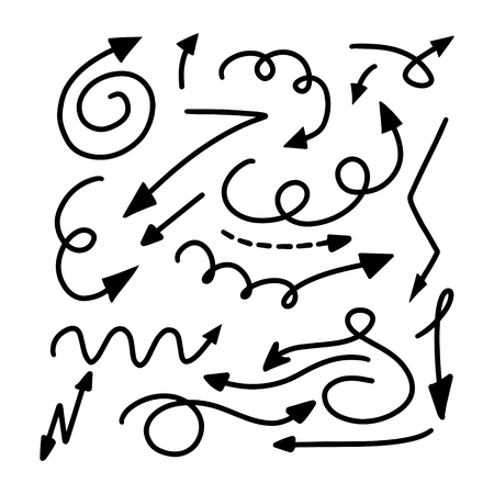 Illustration of Grunge Sketch Handmade Marker Doodle Vector Arrow Setのイラスト素材