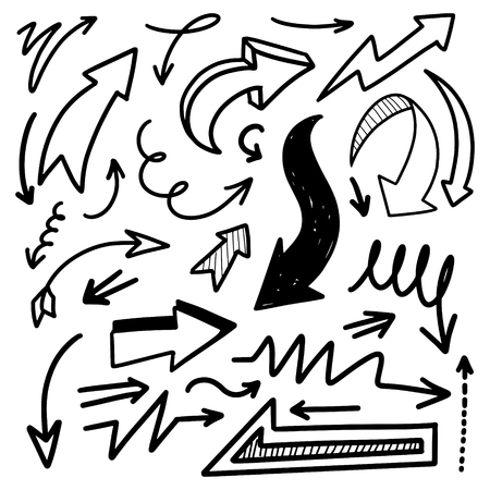 Illustration of Grunge Sketch Handmade Marker Doodle Vector Arrow Setのイラスト素材