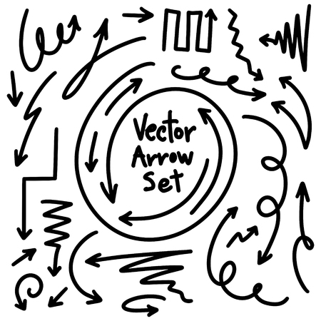 Illustration of Grunge Sketch Handmade Marker Doodle Vector Arrow Setのイラスト素材