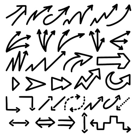 Illustration of Grunge Sketch Handmade Marker Doodle Vector Arrow Setのイラスト素材