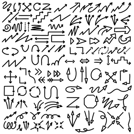 Illustration of Grunge Sketch Handmade Marker Doodle Vector Arrow Setのイラスト素材