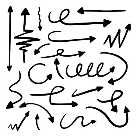 Illustration of Grunge Sketch Handmade Marker Doodle Vector Arrow Setのイラスト素材