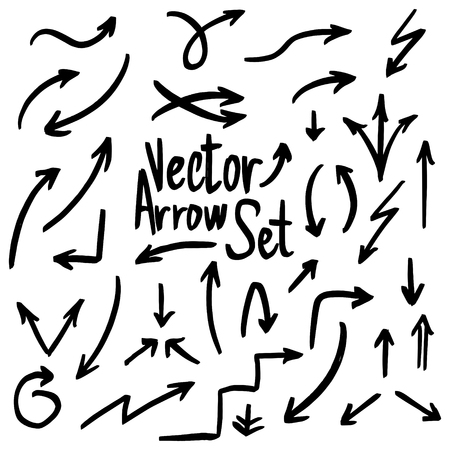 Illustration of Grunge Sketch Handmade Marker Doodle Vector Arrow Setのイラスト素材