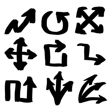Illustration of Grunge Sketch Handmade Marker Doodle Vector Arrow Setのイラスト素材