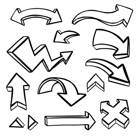 Illustration of Grunge Sketch Handmade Marker Doodle Vector Arrow Setのイラスト素材