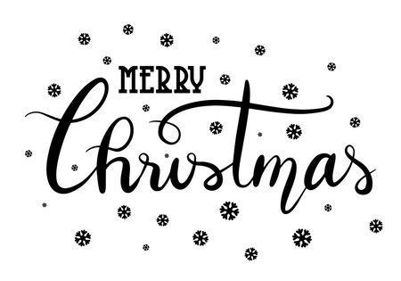 Merry Christmas Greeting Card with Handdrawn Lettering and Elements. Xmas card. Winter background. Holiday Happiness. Trend design decorations and posters. Vector Illustration EPSのイラスト素材