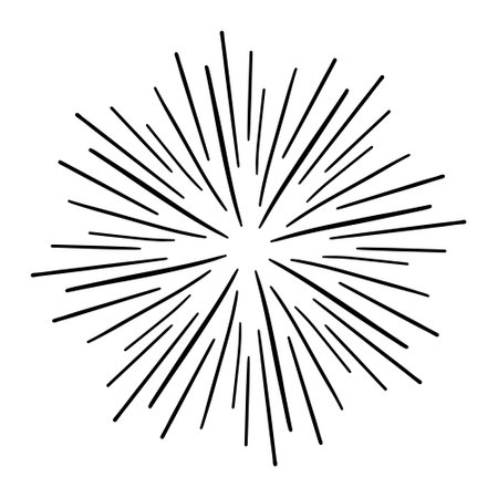 Vintage Sunburst Explosion Handdrawn Design Element Fireworks Black Rays - Vector EPSのイラスト素材