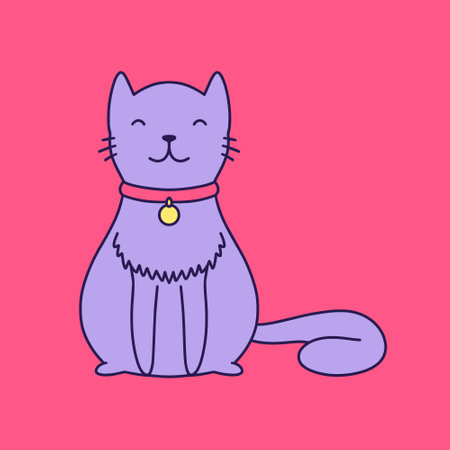 Hand drawn cute cat illustration in doodle style. For children, women, funny, cute. Vector EPSのイラスト素材