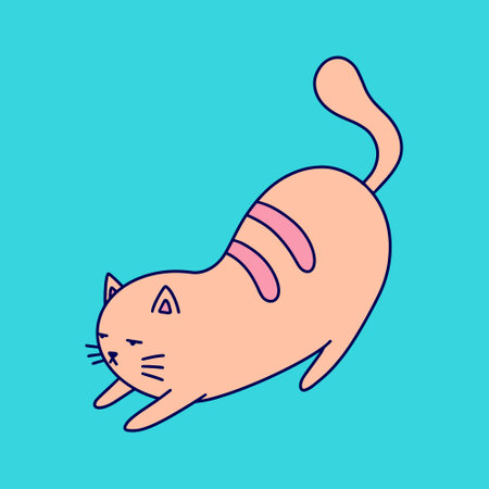 Hand drawn cute cat illustration in doodle style. For children, women, funny, cute. Vector EPSのイラスト素材