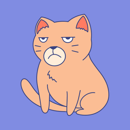 Hand drawn cute cat illustration in doodle style. For children, women, funny, cute. Vector EPSのイラスト素材