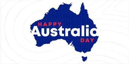 Australia Day. Map of Australia on white background. Vector illustration.のイラスト素材