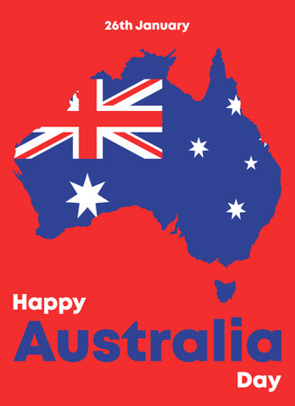 Australia Day background with map and flag. Vector illustration for Australia Day.のイラスト素材