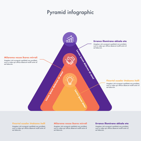 Pyramid chart infographics template with 4 steps, options, parts or processes. Can be used for workflow layout, diagram, number options, web design.のイラスト素材