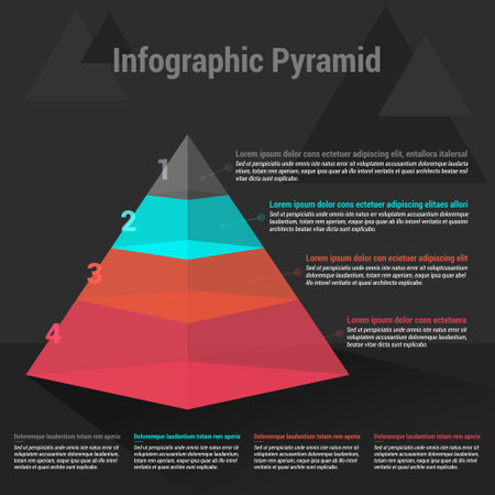 Infographic design template with 3d pyramid. Ideal for statistic data display.のイラスト素材