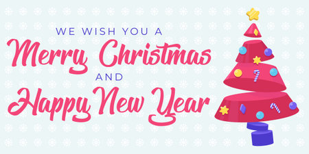 Merry Christmas and Happy New Year greeting card. Vector illustration.のイラスト素材