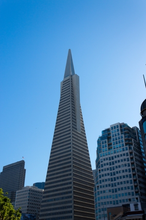 Transamerica Pyramid over a blue sky - copyspaceのeditorial素材