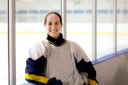 Female ice hockey player after a gameの写真素材