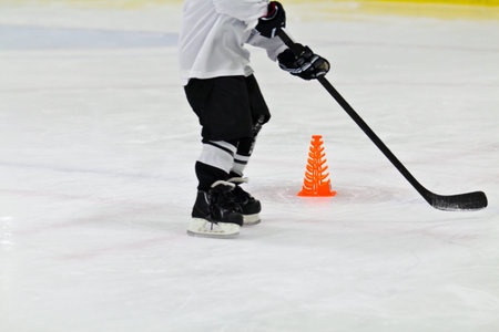 Child at ice hockey practice