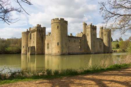 Medieval castle fortress surrounded by moatのeditorial素材