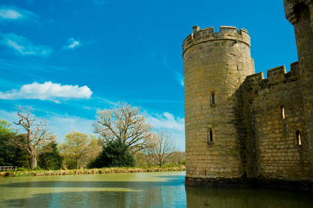 Medieval castle tower with moatのeditorial素材