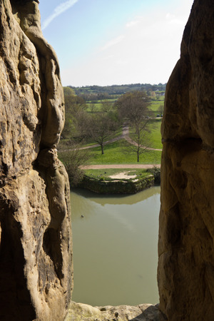 Medieval castle tower with moatのeditorial素材