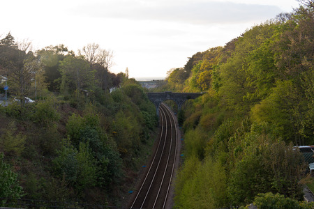 Railroad track in the countrysideの写真素材