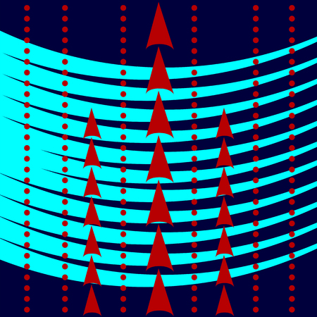 Abstraction with fir trees, circles and curved stripesのイラスト素材