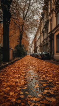 Autumnal alley in the old townの素材