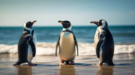 African penguins (Spheniscus demersus) on the beach. South Africaの素材