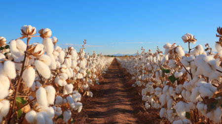 Cotton field ready for harvest. Cotton field ready for harvesting.の素材