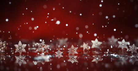 christmas background with snowflakes and bokeh - 3d renderingの素材
