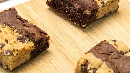 Chocolate chip cookies on a wooden board. Close-up.の写真素材