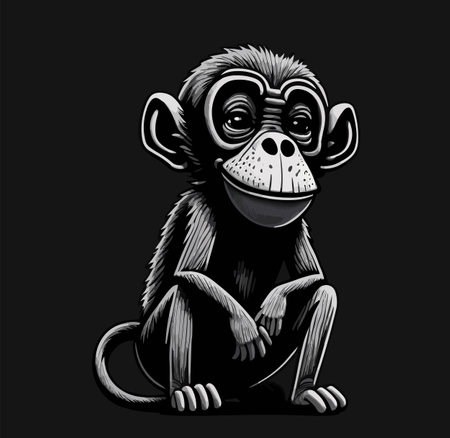 monkey vector art design black and whiteのイラスト素材