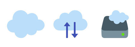 simple and flat vector icons for cloud, online file transfer and cloud backupのイラスト素材