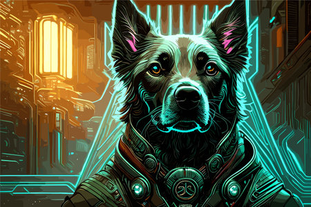 si-fi dog vector illustration art for wall paperのイラスト素材