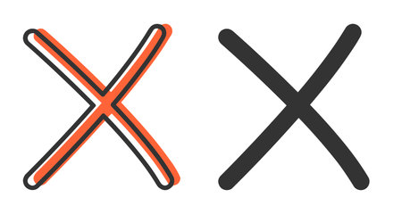 close, wrong, cross sing red and black icons isolated in white background.のイラスト素材