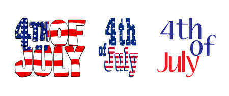 set of 4th of July, Independence Day, greeting desings.のeditorial素材