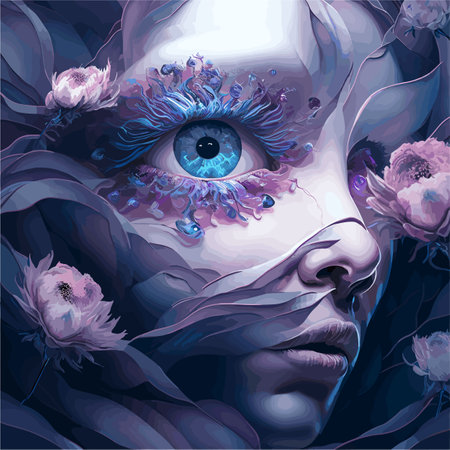 vector art of a girl created with colorful flat shapes.のイラスト素材